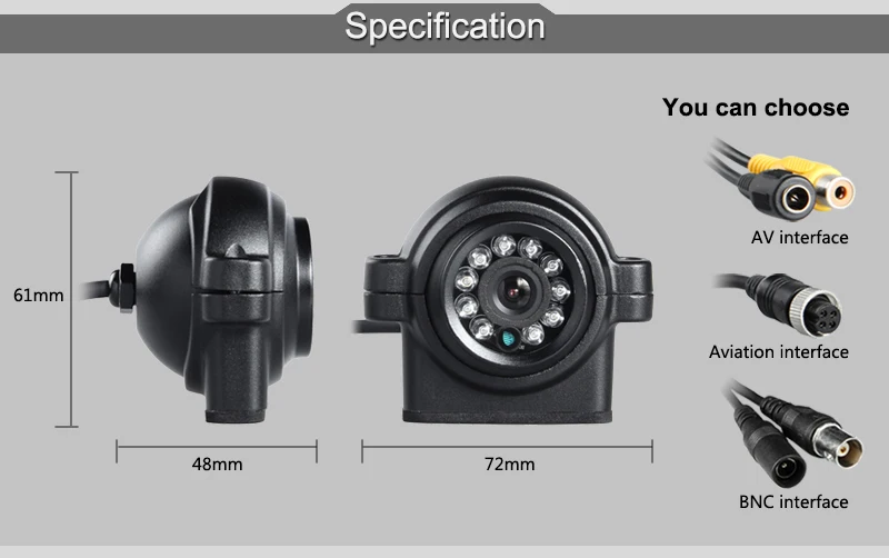600TVL CCD Автомобильная камера для помещений с ночным видением 4 контактная