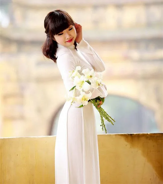 Белая женская традиционная одежда aodai вьетнамская Ao dai вьетнамские халаты и брюки