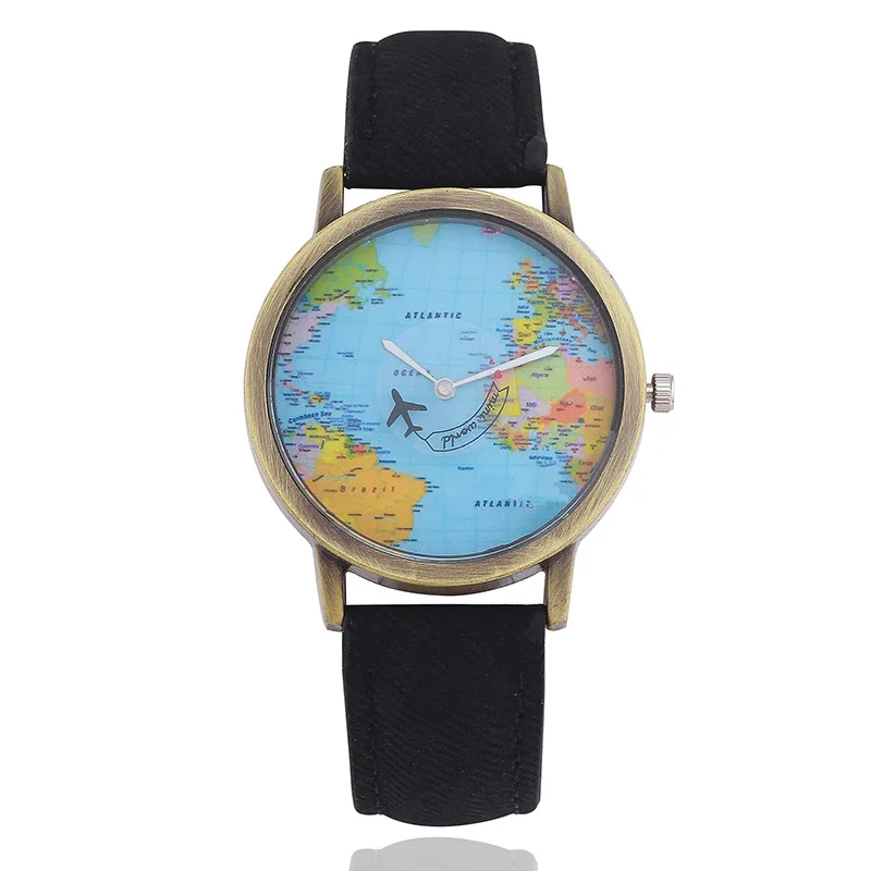 

Fashion brand wrist watch men&women belt Student Quartz Watch Creative Map Aircraf Watch Low Price High Quality Dropshipping!!