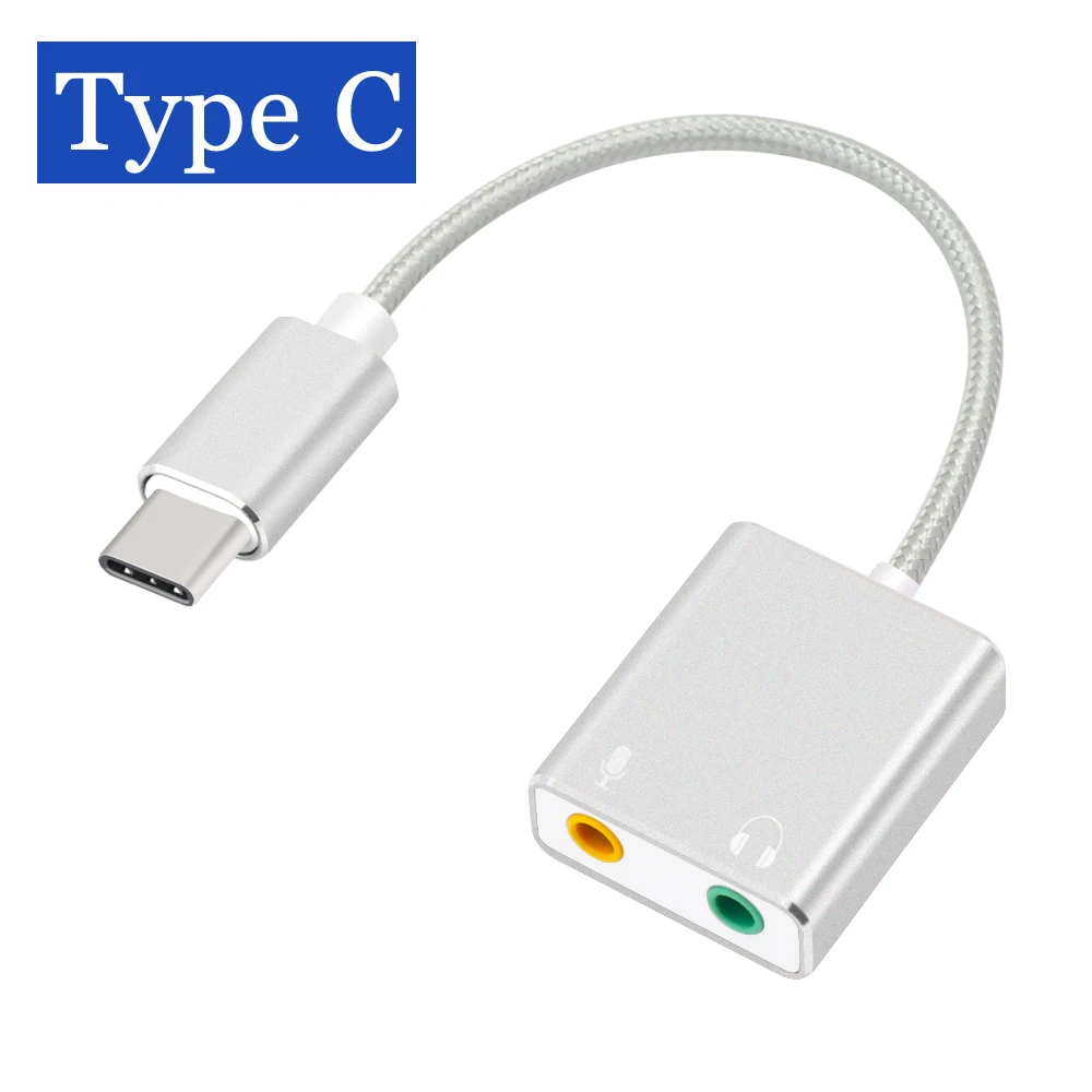 7,1 Внешняя USB звуковая карта Тип C/USB до 3,5 мм разъем USB аудио адаптер наушники микрофон для Macbook компьютер ноутбук ПК - Цвет: USB C SILVER