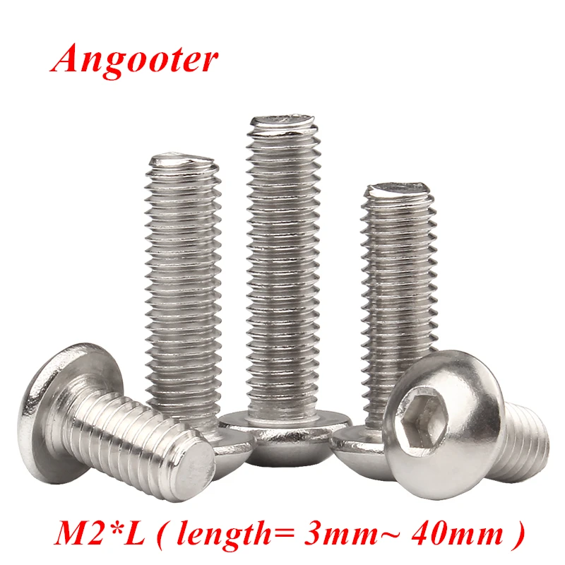 

50pcs M2 Bolt A2-70 iso7380 Button head socket screw bolt sus304 stainless steel hex allen socket screw M2x3/4/5/6/8/10/12/16/20