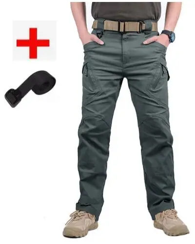 Green pants and belt IX9, тактические штаны для мужчин, армейские военные штаны, хлопковые, много карманов, тянущиеся мужские повседневные брюки, XXXL, с тактическими ремнями - Цвет: Green pants and belt