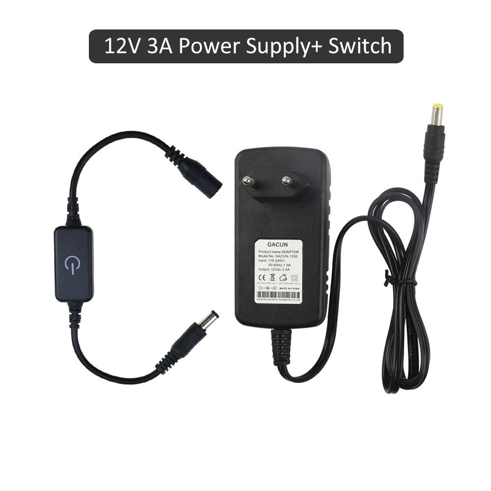 Switch With Adapter Питание с сенсорным выключателем Яркость контроллера регулировки DC12V 3A Мощность адаптер для детей возрастом от 12V светодиодные полосы светильник панель регулировки яркости подсветки JQ - Цвет: Switch With Adapter