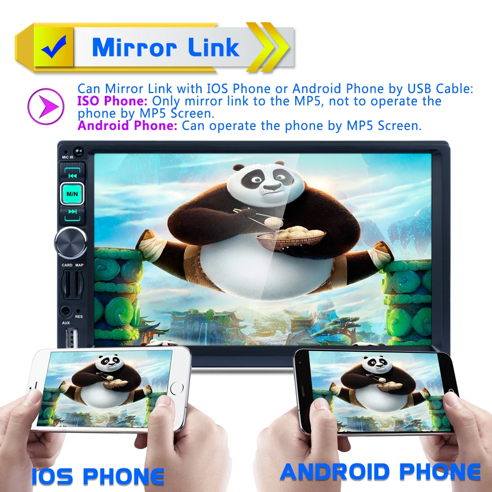 7159G 7'' Car GPS Navigation 1080P Bluetooth Media MP5 Player Apple Android AM FM RDS Radio AUX Mirror Link For Andriod IOS 8GB |