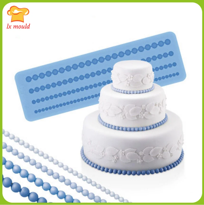 

4 Long Pearl Necklace Silicone Molds For Fudge Cake Dry Pace Handmade Chocolate DIY Baking Decoration Lace Silicone Mould