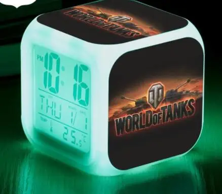 Белый 7 цветов, цифровые часы World of Tanks, светодиодный Будильник, игровой персонаж, reloj despertador, светящиеся часы для мальчиков и девочек, подарки на Рождество - Цвет: Белый