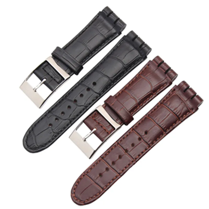Натуральная кожа ремешок для часов Swatch часы из крокодиловой кожи наручные группа женщин смотреть ремешок ремни для мужчин 23 мм