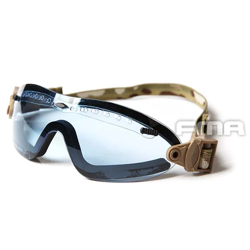 Blue Lenes FMA SFOutdoor спортивные тактический BOOGIE регулятор Goggle очки низкий профиль регулируемый очки Синий объектив - Цвет: Blue Lenes
