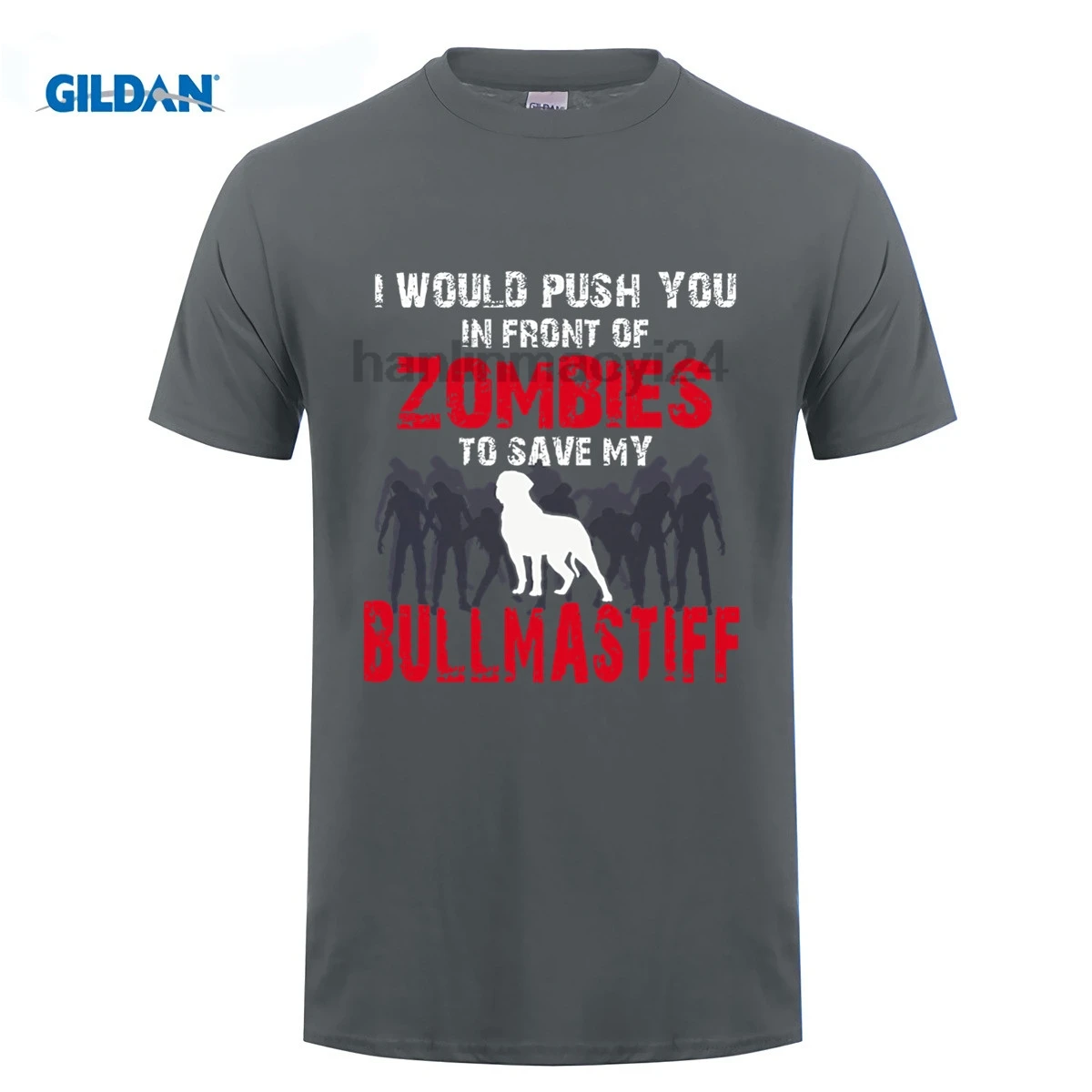 GILDAN передняя часть зомби Bullmastiff забавная Милая футболка для влюбленных