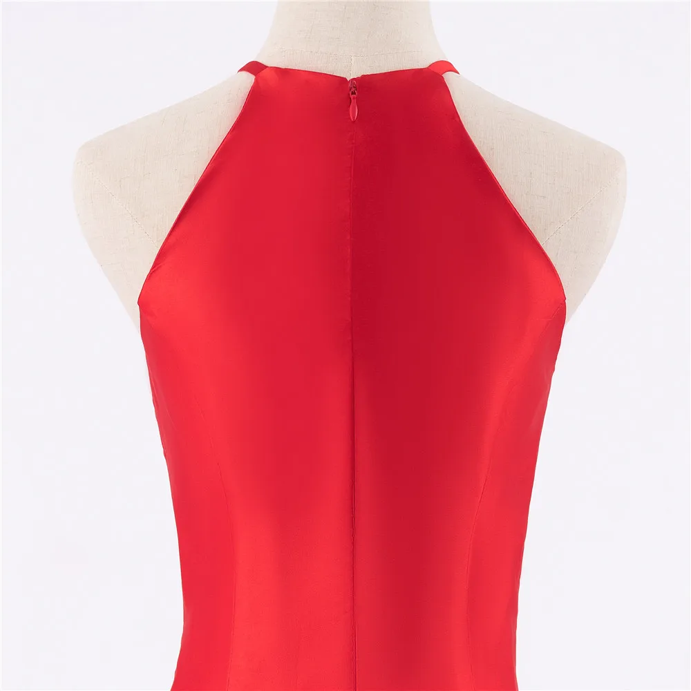 

Red Evening Dresses A-line Halter Short Front Long Back Women Long Evening Gown Prom Dress Prom Gown Robe De Soiree