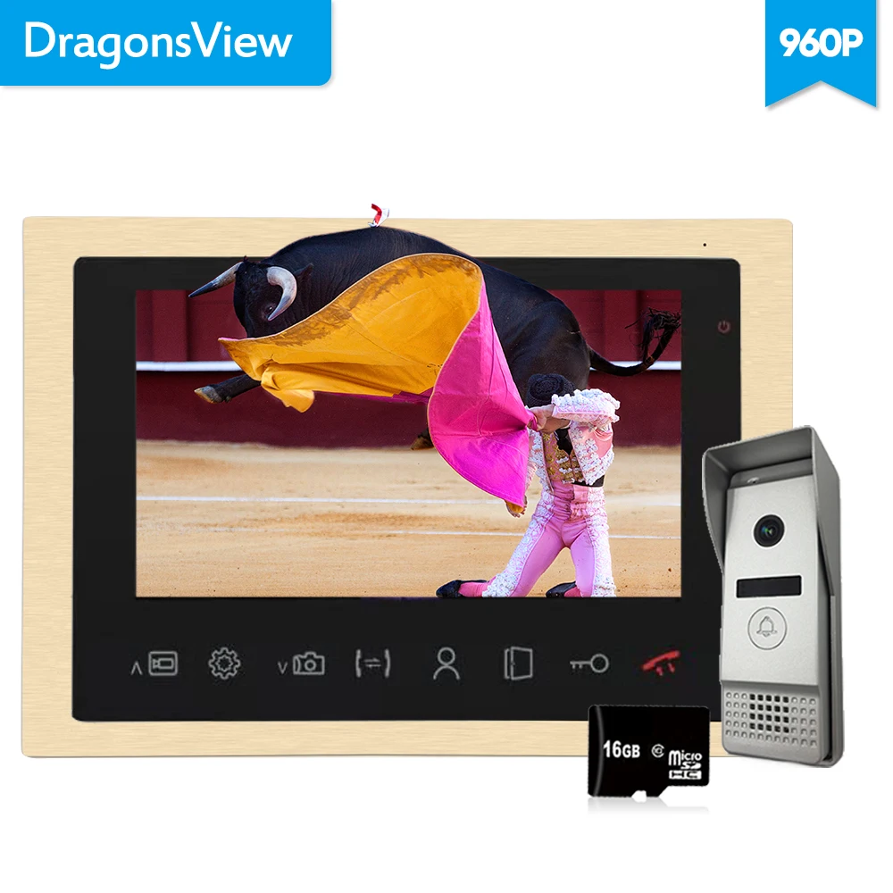 Dragonsview 10 дюймов AHD 960P Видео дверной телефон видео домофон дверной Звонок камера система широкий угол металла разблокировка запись фото