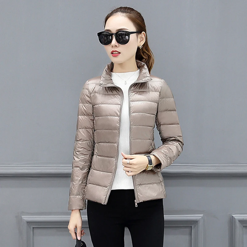 Зимние легкие тонкие хлопковые пальто для женщин 2020 однотонные парки с капюшоном