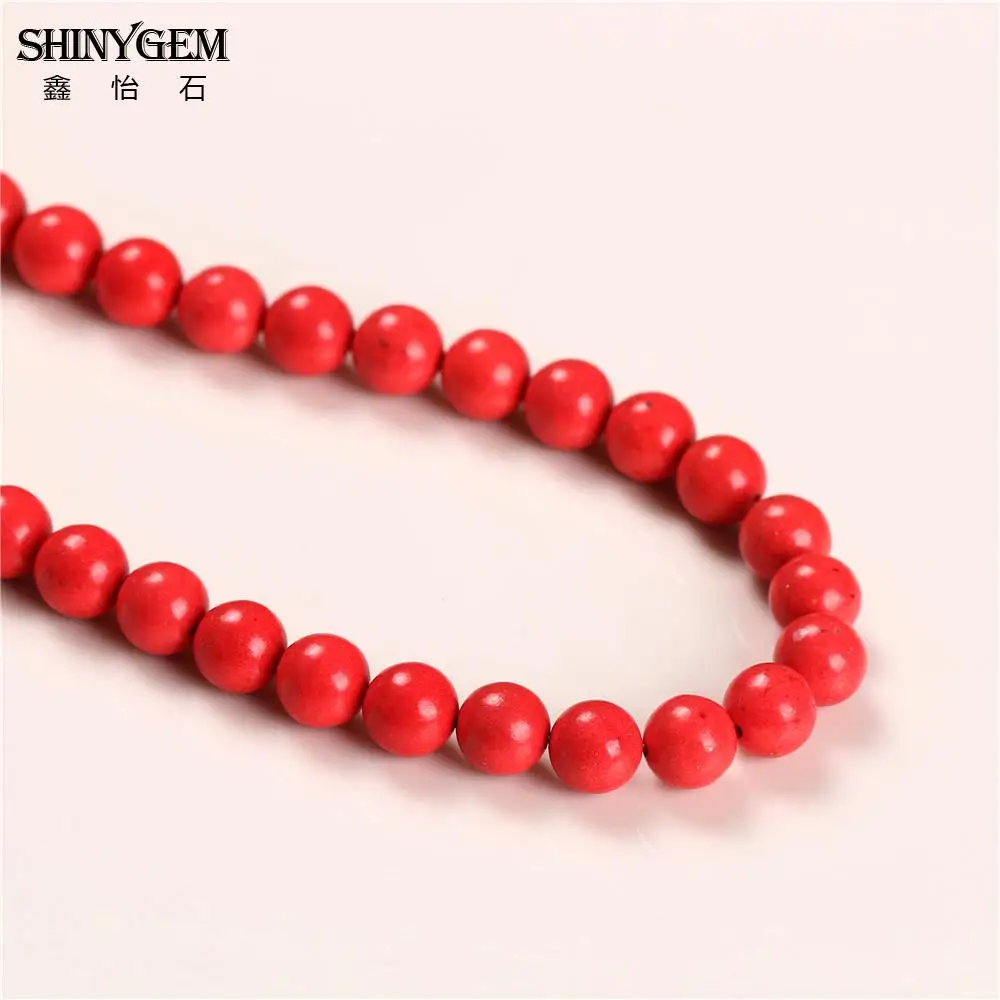 ShinyGem 6/8/12mm Dyed Red Turquoises Round Beads Real Natural Stone For Handmade Jewelry Making DIY Beading Accessories | Украшения и
