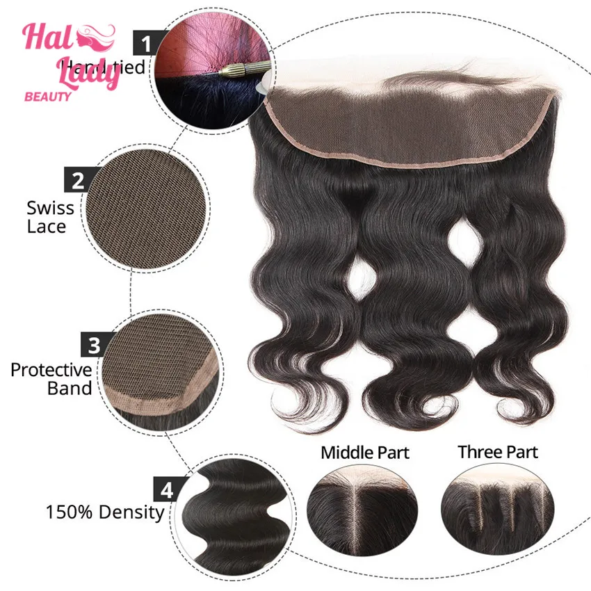 Halo Lady Beauty 13x4 бразильские волнистые волосы с фронтальной шнуровкой 100%