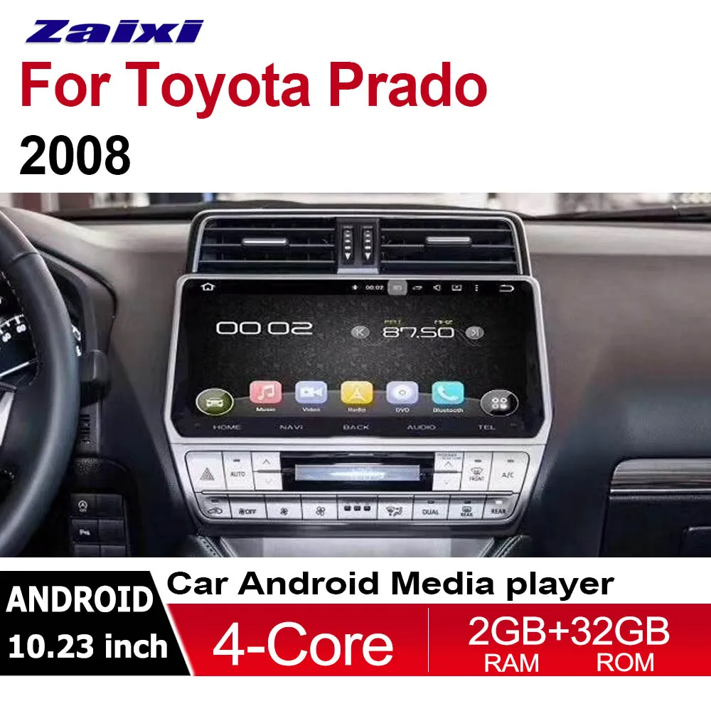 Standard machine ZaiXi 10,2" Автомобильный мультимедийный плеер Android авто радио для Toyota Land Cruiser Prado DVD gps 8 ядер 4 Гб+ 32 ГБ Bluetooth WiFi - Цвет: Standard machine