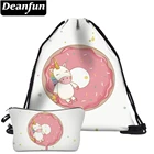 Deanfun 2 шт пончик-единорог Сумки на шнурке 3D печать школьные сумки для девочек-подростков