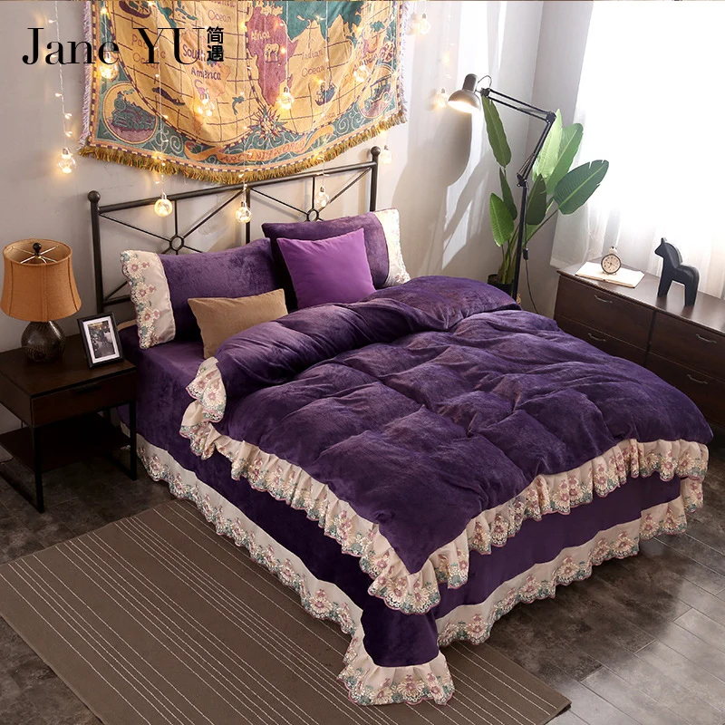 JaneYU класса люкс 16 видов цветов свадебной тематики Постельный набор кружева