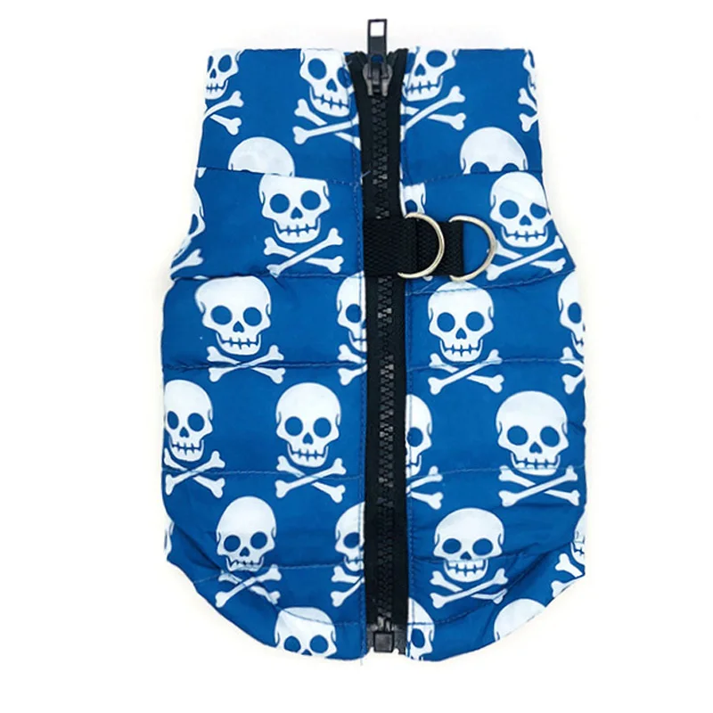 Blue Skull Водонепроницаемый собак Coat Зима Щенок Одежда с камуфляжным принтом Маленькая Собака Куртка Чихуахуа Йорки Костюмы - Цвет: Blue Skull