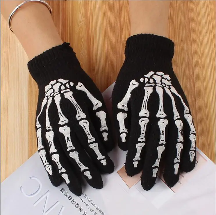 New Warm Creative winter men gloves Personality Skeleton fingers touch screen guantes mujer invierno | Аксессуары для одежды