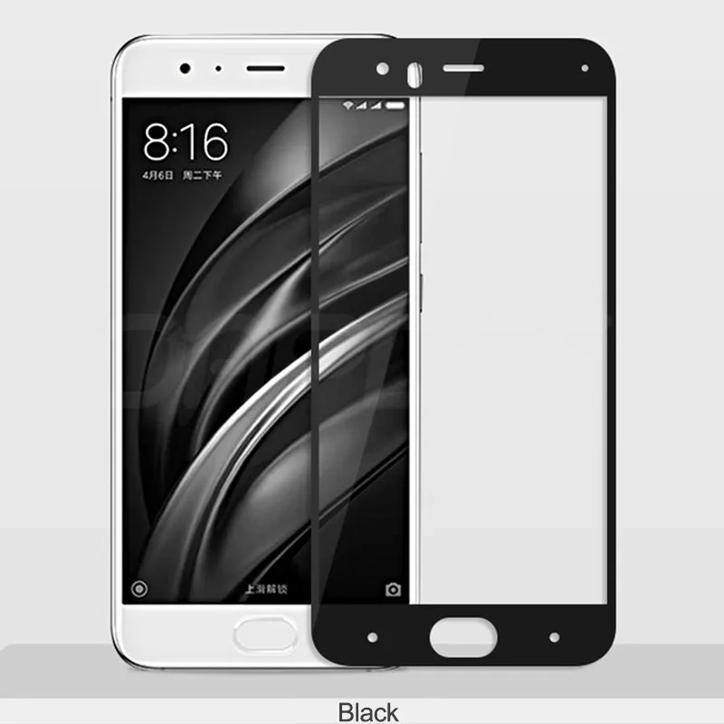 9H закаленное стекло для Xiaomi mi 6 полное покрытие экрана протектор для mi 6 стекло защитная пленка - Цвет: black