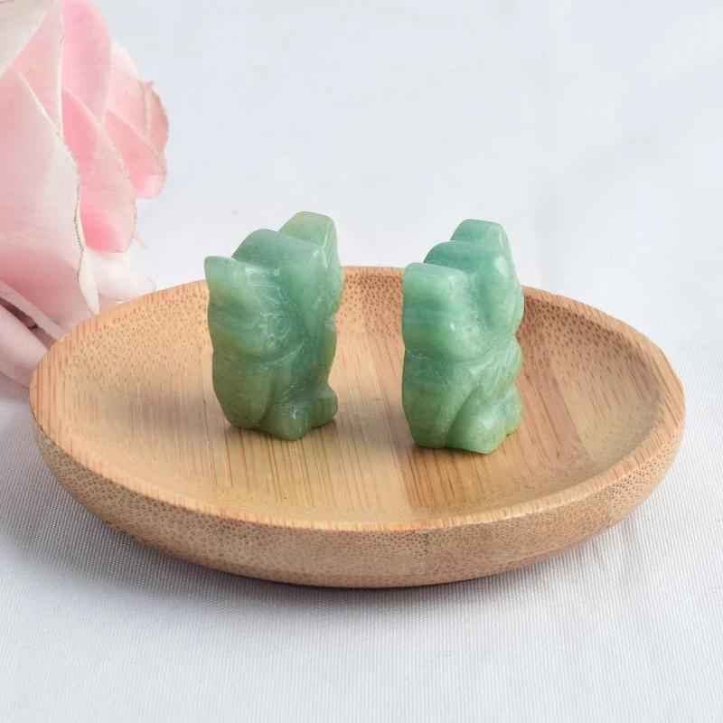 Фигурки из натуральной зеленой авантюрина 2 шт. мини фигурки с животными резьба 1