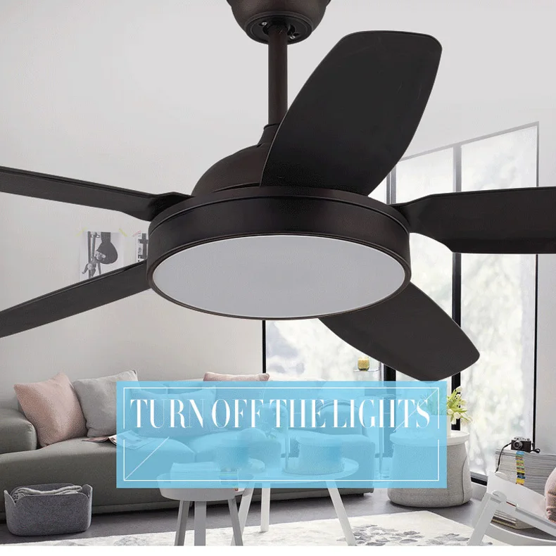52 inch black ceilng fan light creative home ceiling with LED lights for living room bedroom AC220V | Лампы и освещение