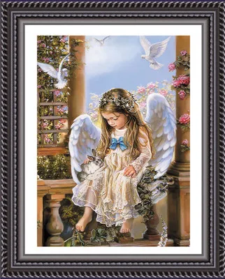 

Needlework,DIY 5D Cross stitch,Set for Full Embroidery kits,Guard Angel Baby Pray Catholic Count Cross-Stitch,Paint Wall Decro