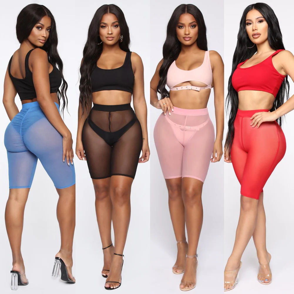 

NEW Women's Sexy See-through Slim Fit Pants Elastic Sports Yoga Pants Leggings