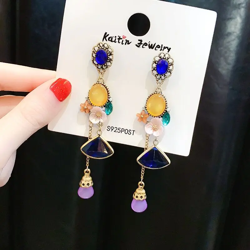 Серьги-подвески в этническом стиле из стерлингового серебра 925 пробы длинные