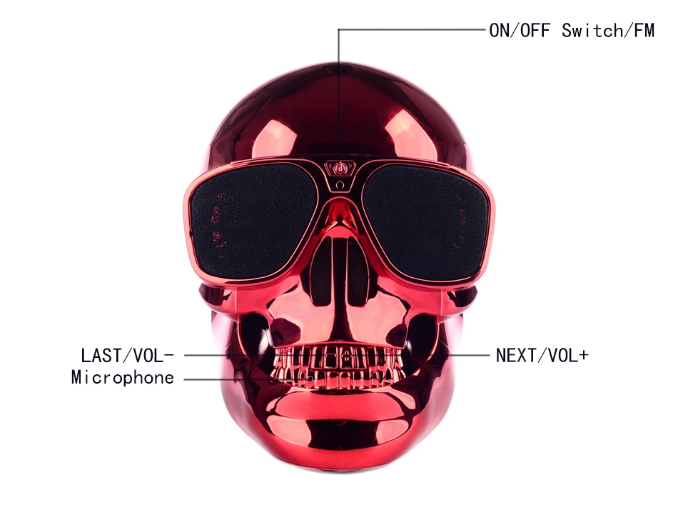 Новый Aero череп Bluetooth Беспроводной громкий Динамик металлик солнцезащитных очков