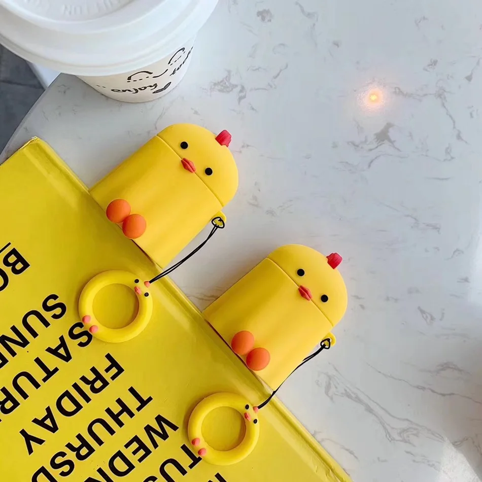 Чехол для наушников AirPods, силиконовый чехол с милым сердечком, защитный чехол для Apple Air pods 2 наушников, чехол для наушников, кольцевой ремешок
