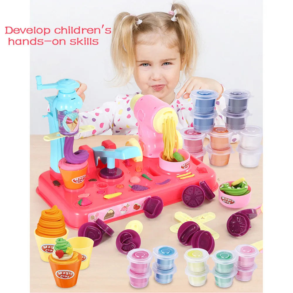 Clay Dough Plasticine Ice Cream Machine Mould Play Kit Mini Kitchen Creations DIY Toy Handmade Noodle Maker KidsGift | Игрушки и хобби
