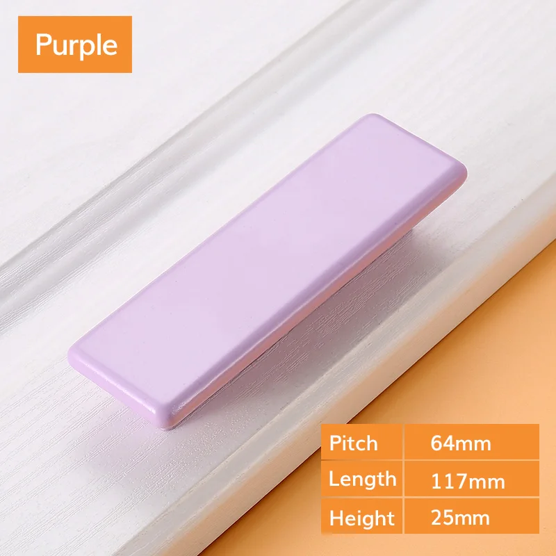 Purple 64mm Деревянные дверные ручки, Детские кухонные ручки и ручки для шкафа, Мебельная ручка для шкафа, цветные круглые ручки для ящиков - Цвет: Purple 64mm
