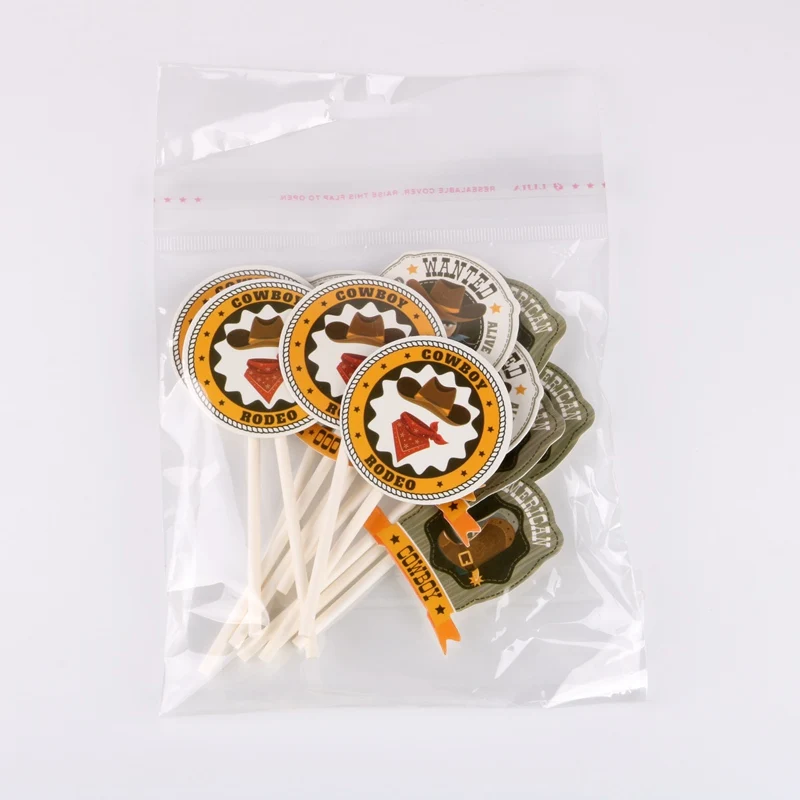 12 шт./компл. Мультяшные ковбойские топперы для торта мальчиков/капкейков флажки