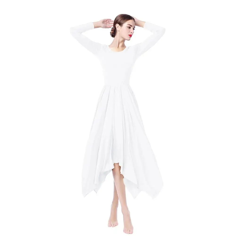 white A Женское платье для танцев, длинное платье макси, элегантное литургическое платье для танцев Танго, Одежда для танцев, одежда с рисунком на церковную тематику, женское балетное платье - Цвет: white A