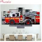 Алмазная картина 5d пожарная машина, картина сделай сам из страз, полноразмерная, круглаяквадратная Вышивка крестиком, украшение для гостиной