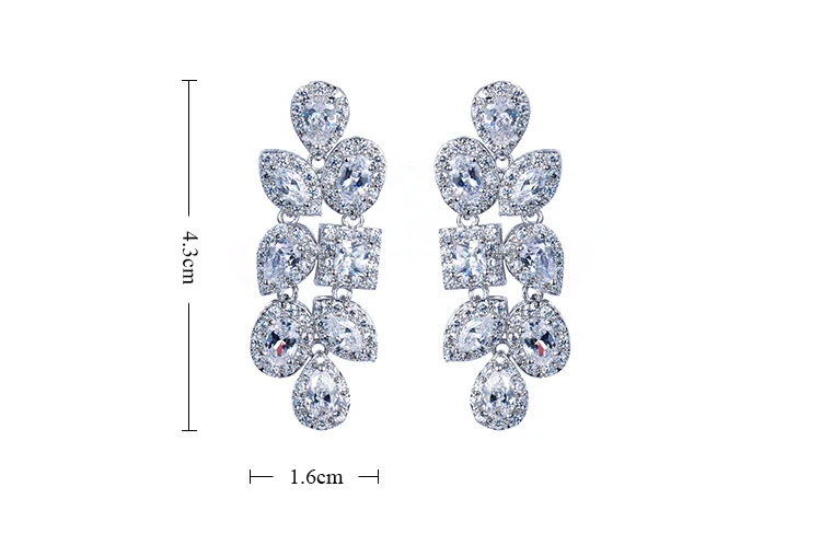 

New Design Crystal Ladies Fashion Dangle Jewelry Earring Cubic Zircon Earrings for Wedding Party Gift GLE1950