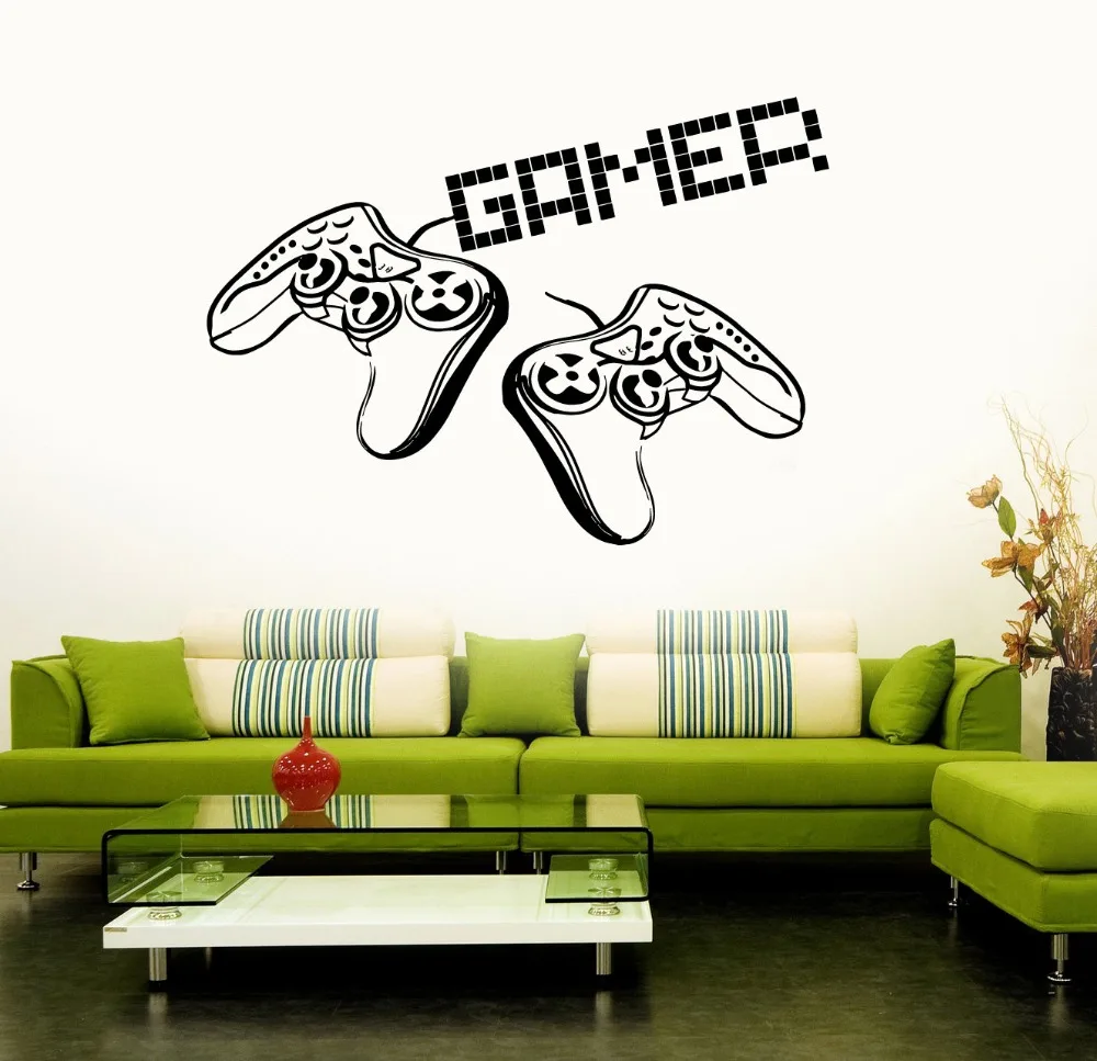 Домашний декор обои дети GamingGamer контроллер видео для мальчиков наклейки на стену