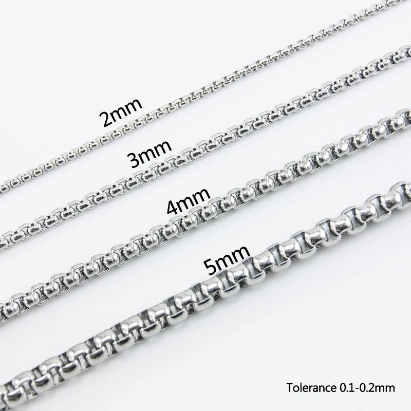 

DIY Jewelry necklace 2/3/4/5mm square pearl link box Chain SELL IN METERS men women necklace Stainless Steel Wholesale chain