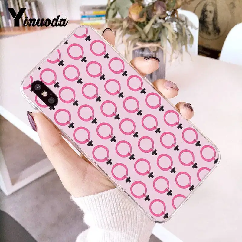 Чехол Yinuoda для iPhone 7 феминистский логотип киска розыгрыш розовый прозрачный чехол