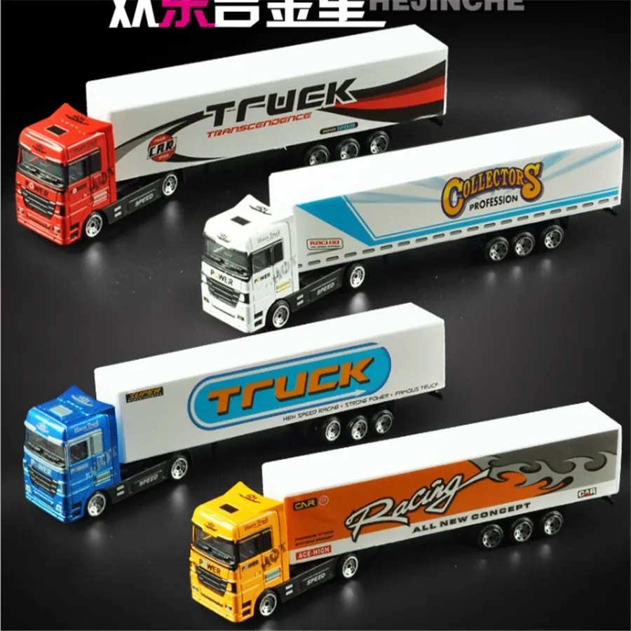 4pcs/lot 1/87 Scale Children's Alloy Car Model Transporter Container Truck Boy Toy Gift For Ho Train Layout | Игрушки и хобби
