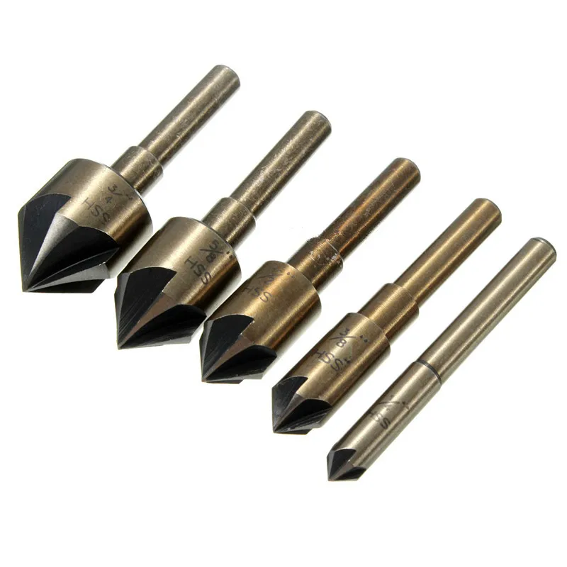 5 шт. набор сверл для снятия заусенцев 1/4 1/2 3/8 5/8 3/4 дюйма|countersink drill bit|drill bitdeburring bit |