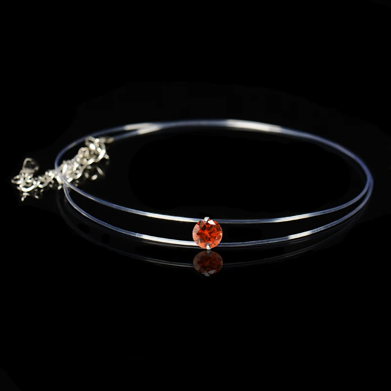 QCOOLJLY серебряное ослепительное циркониевое ожерелье и невидимая прозрачная леска простая подвеска ожерелье ювелирные изделия для женщин
