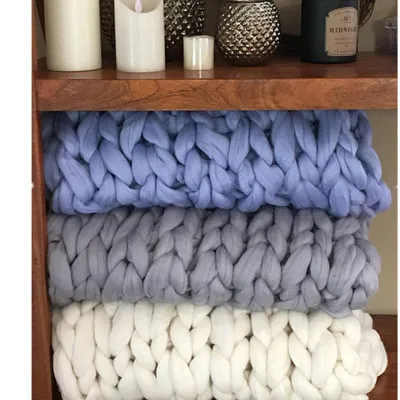 Большое мягкое одеяло крупной ручной вязки пледы для зимней кровати дивана