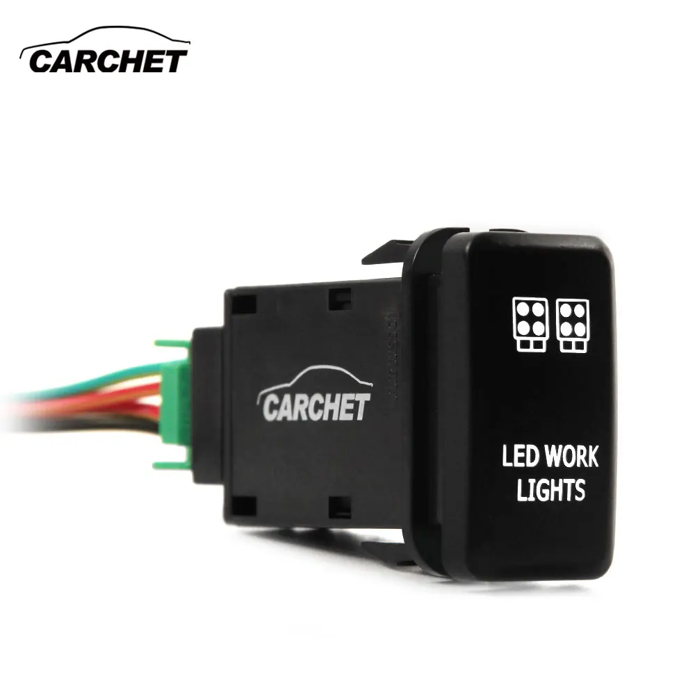 CARCHET светодиодные рабочие огни переключатель для Toyota LED кнопочный с разъемом