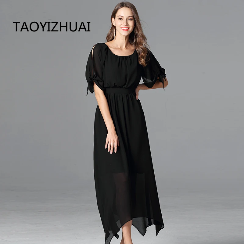 Новое поступление летнего платья TAOYIZHUAI с расклешенными рукавами в уличном стиле