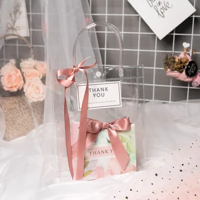 L Bags and Candy Box ПВХ Ясный Прозрачный сумка для подарка покупки желе рождественское благодарение Органайзер сумки подарочная упаковка с ручками коробки - Цвет: L Bags and Candy Box