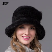 new arrival 100 high quality real knitted mink fur hat for women winter warm genuine fur cap with bz 13