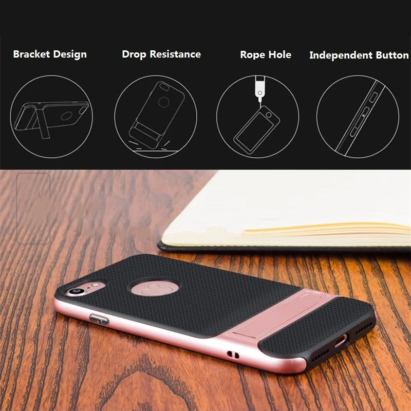 МОДА ромбические текстуры кронштейн Поддержка чехол для телефона для iPhone 6 6s 7 8 Мягкие TPU чехол с откидной ножкой чехол для iPhone 8 плюс 6s плюс XS