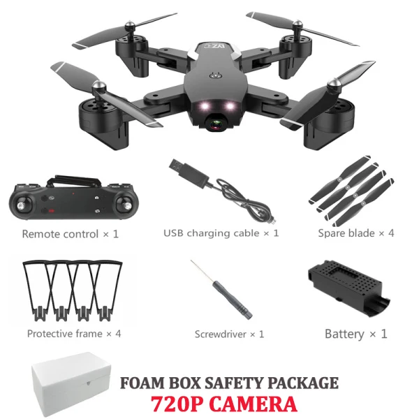 720p black 1 battery Квадрокоптер с камерой WI-FI FPV широкоугольный оптического потока позиционирования Складная рукоятка RC дрон с камерой HD - Цвет: 720p black 1 battery